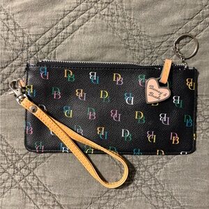 Dooney & Bourke Black Wristlet with Multicolor Logo